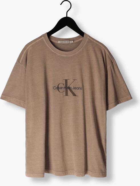 Bruine CALVIN KLEIN T-shirt MONOLOGO MINERAL DYE TEE - large