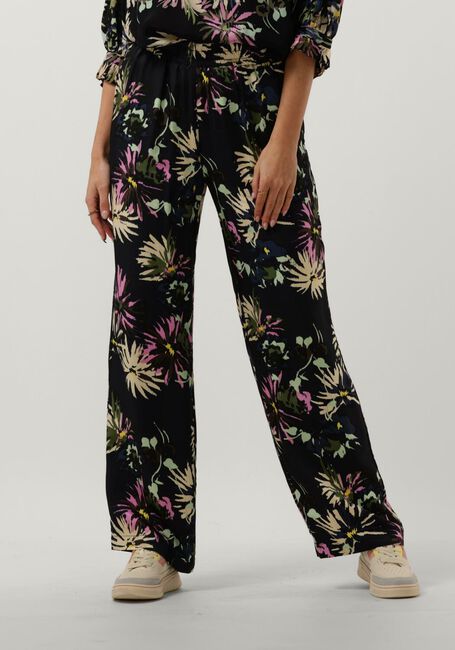 Zwarte SCOTCH & SODA Wijde broek GIA - MID RISE WIDE LEG PRINTED SILKY TROUSERS - large