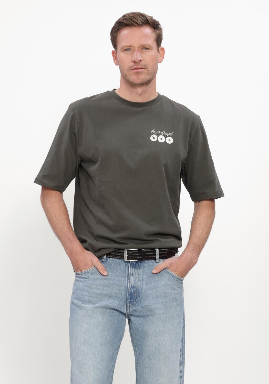 Donkergroene THE GOODPEOPLE T-shirt TUUR - large