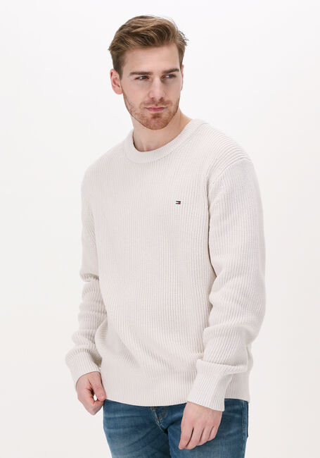 Beige TOMMY HILFIGER Trui RIB TEXTURE CREW NECK - large