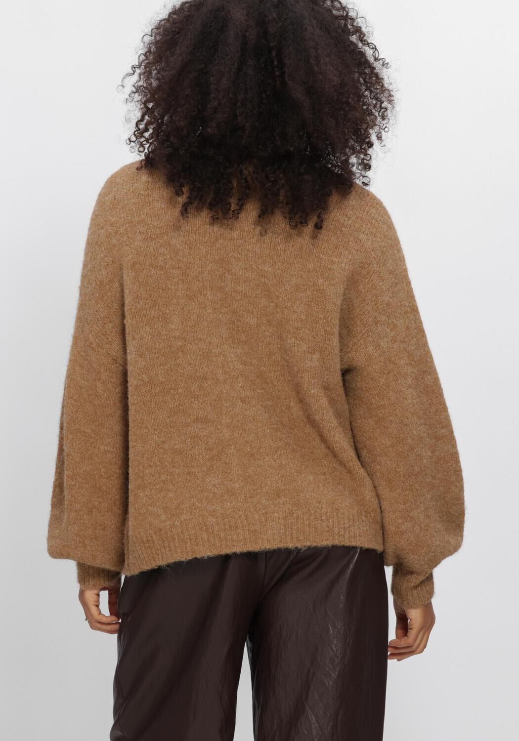 Camel SUMMUM Jack PUFF SLEEVE CARDIGAN COZY MELANGE KNIT - large