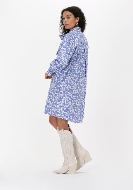 Lichtblauwe MSCH COPENHAGEN Mini jurk LENORA HADDIS LS SHIRT AOP - large