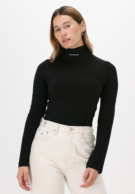 Zwarte CALVIN KLEIN Top MICRO BRANDING LS ROLL NECK - large