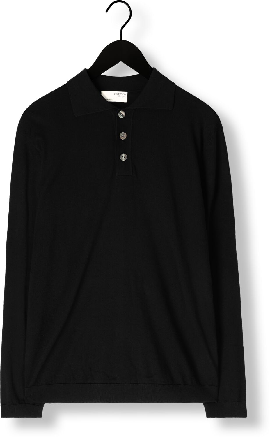 SELECTED HOMME Heren Truien & Vesten Slhtray Ls Knit Merino Polo Zwart