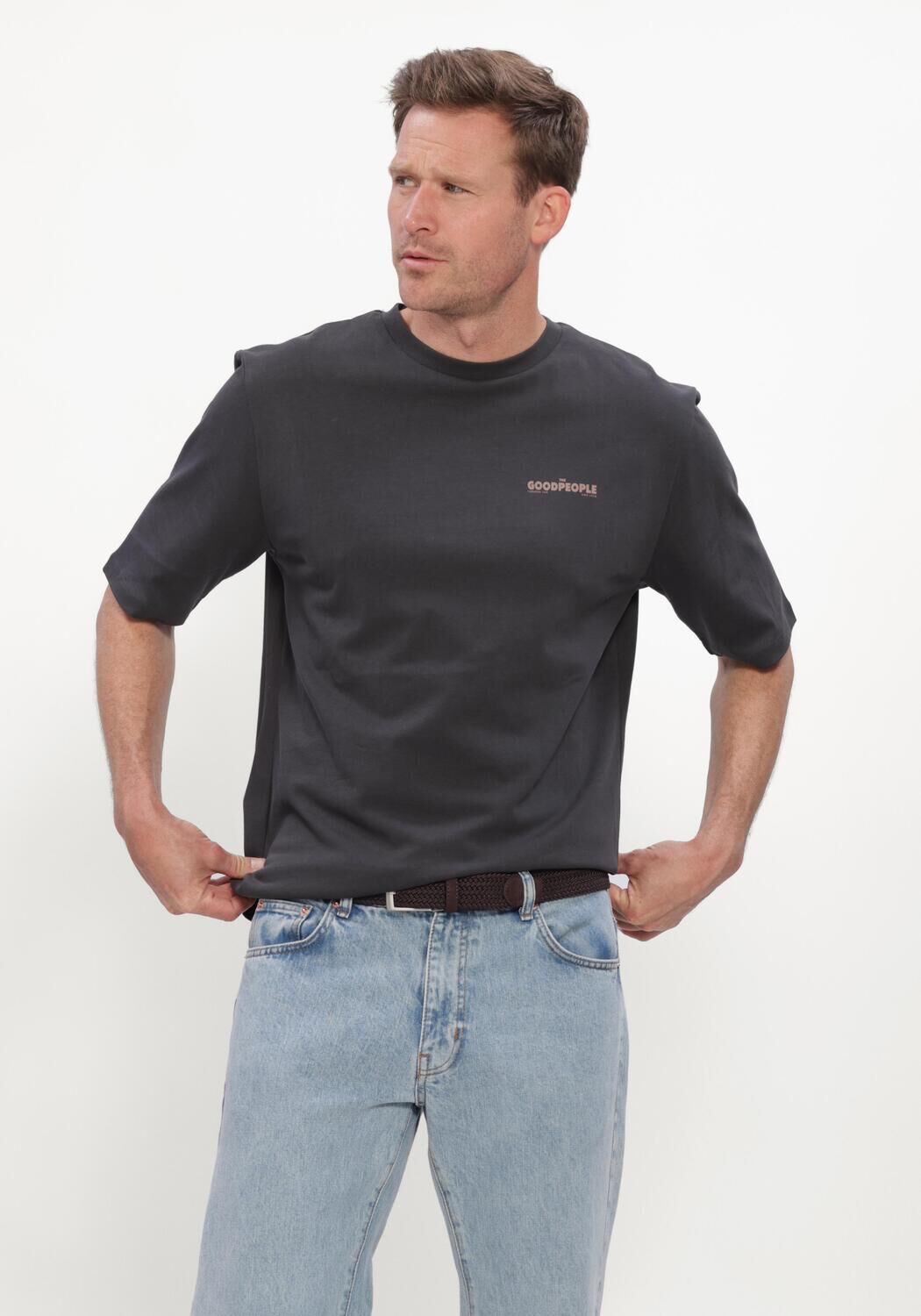 Donkergrijze THE GOODPEOPLE T-shirt TEX - large