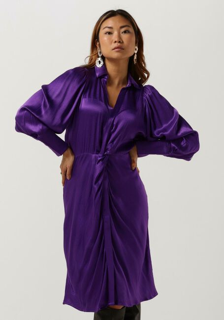 Paarse CO'COUTURE Midi jurk HARVEY DRAPE DRESS - large