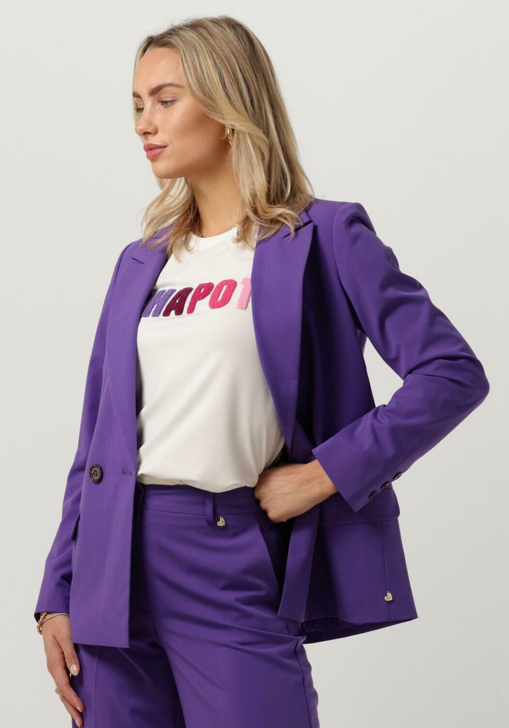 Fabienne Chapot Paarse blazer met klassieke kraag Purple Dames