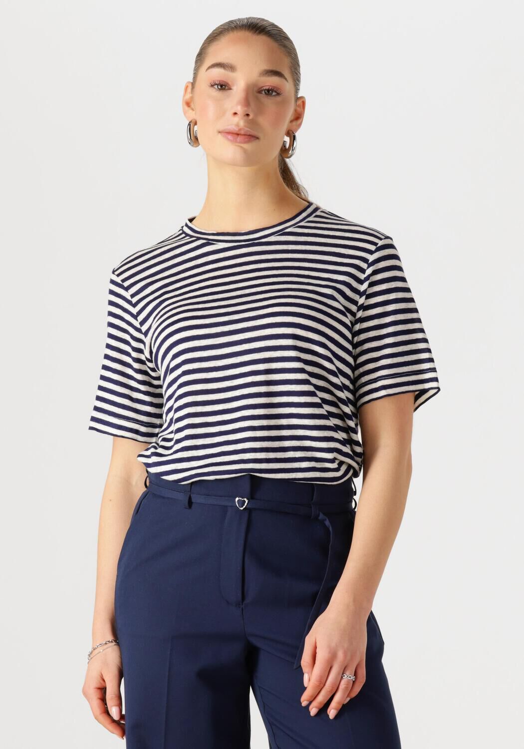MY ESSENTIAL WARDROBE Dames Tops & T-shirts Lisamw Striped Tee Donkerblauw