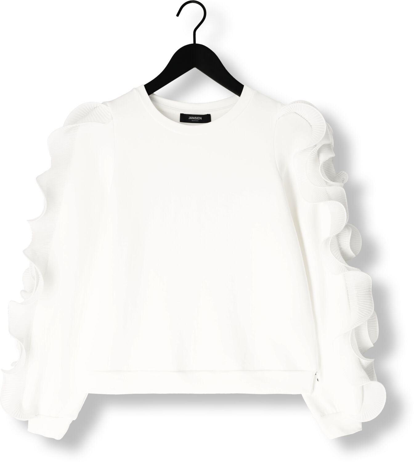 JANSEN AMSTERDAM Dames Tops & T-shirts Kallie Trui Ss 196 Long Sleeve Ruffle Wit