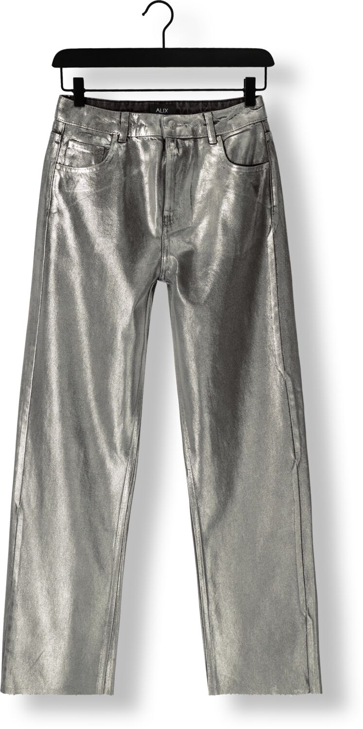 ALIX THE LABEL Dames Jeans Ladies Woven Silver Denim Pants Zilver