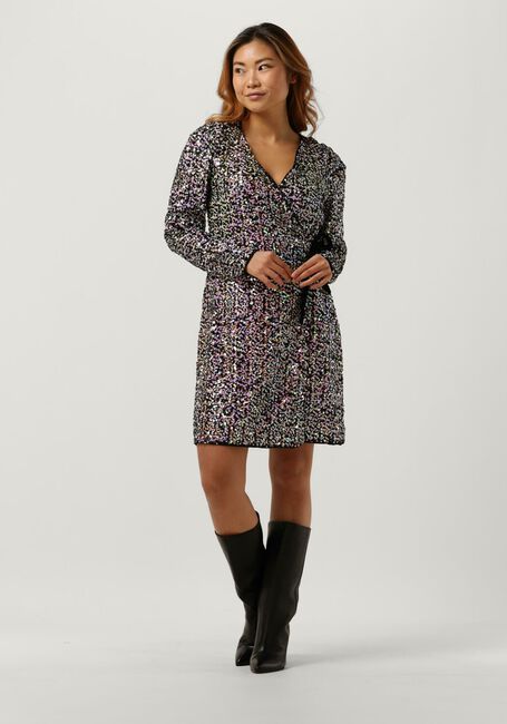 Paarse Y.A.S. Mini jurk YASMULTISEQ LS WRAP DRESS - large