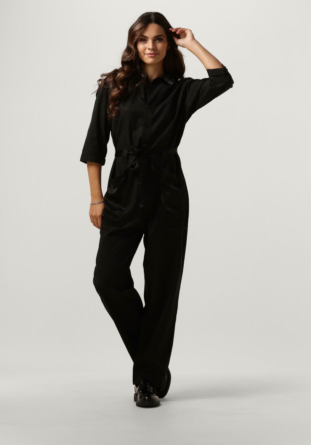 Scotch & Soda Beaded Collar Jumpsuit Elegante Stijl Black Dames