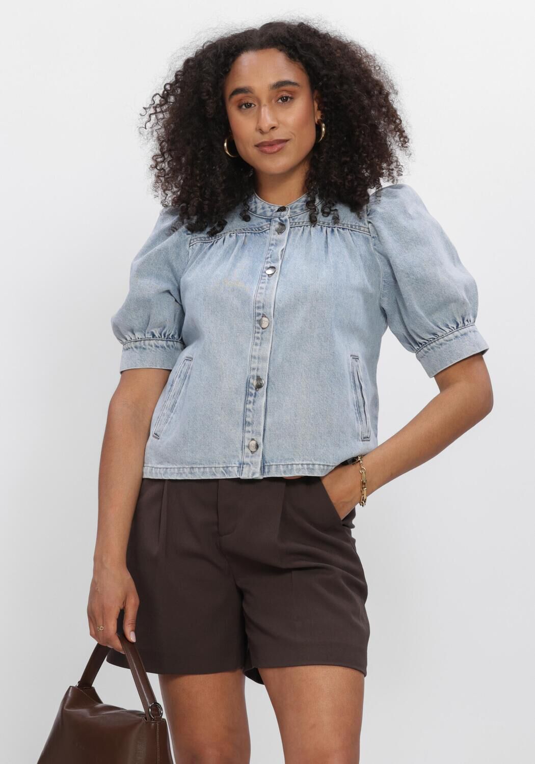 Lichtblauwe CO'COUTURE Blouses ASJACC DENIM BLOUSE - large