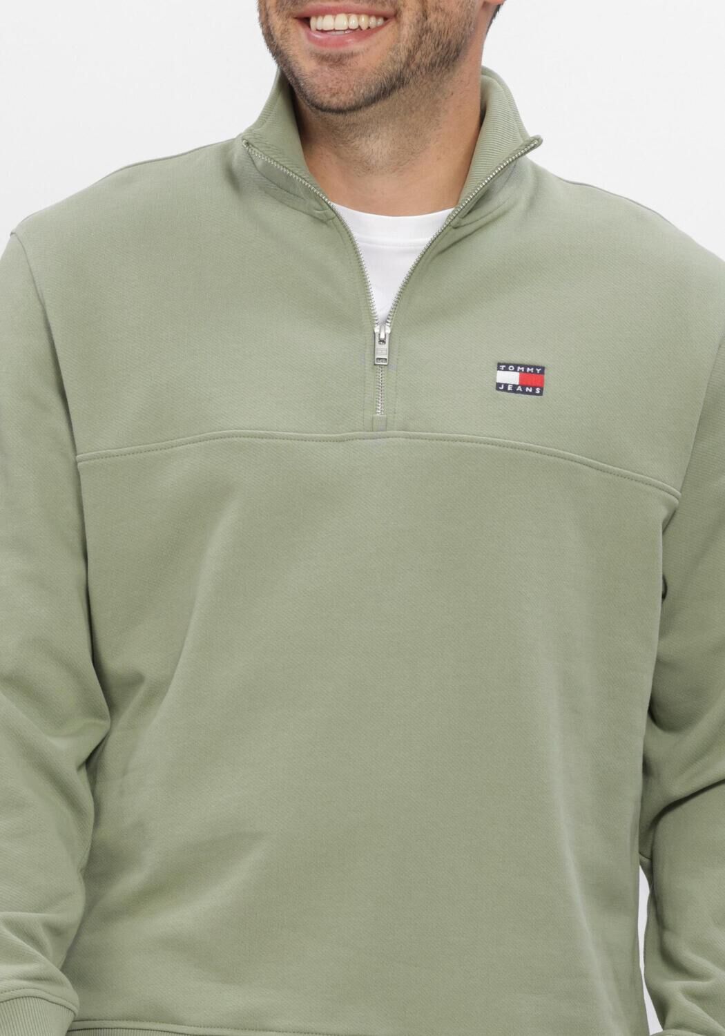 Groene TOMMY JEANS Sweater TJM REG BADGE QZ EXT - large