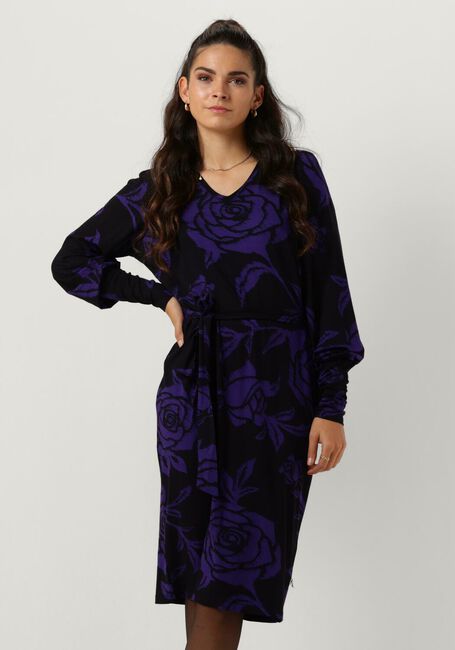 Paarse JANSEN AMSTERDAM Mini jurk VBF501 JERSEY PRINT DRESS WITH V-NECK - large