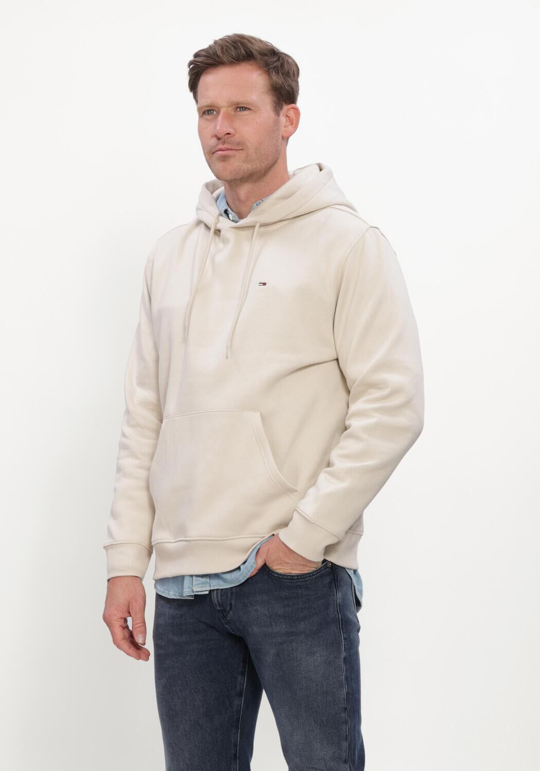 Ecru TOMMY JEANS Sweater TJM REG S FLAG HOODIE EXT - large