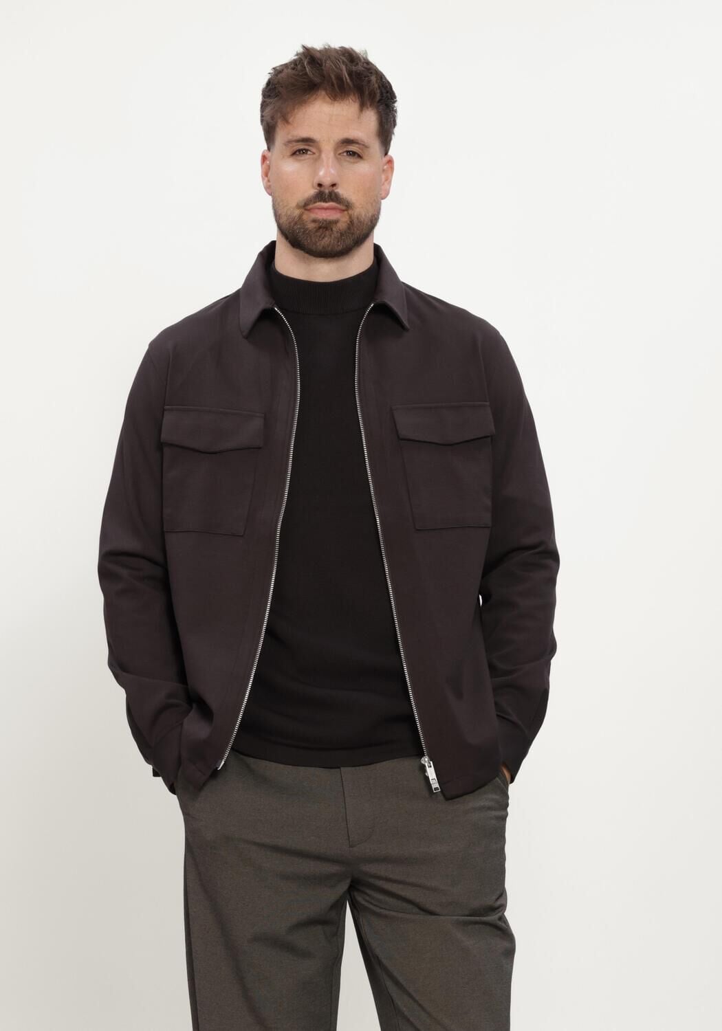 Bruine GENTI Overshirt OVERSHIRT RITS - large