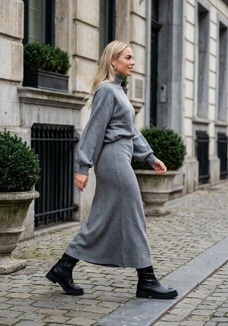 Grijze MSCH COPENHAGEN Midirok MSCHGINNETTE EAST HW SKIRT - large