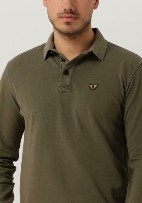Groene PME LEGEND Polo LONG SLEEVE POLO PIQUE GARMENT DYE - large
