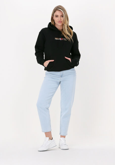 Zwarte TOMMY JEANS Sweater TJW RLXD LINEAR OVERLAY HOODIE - large