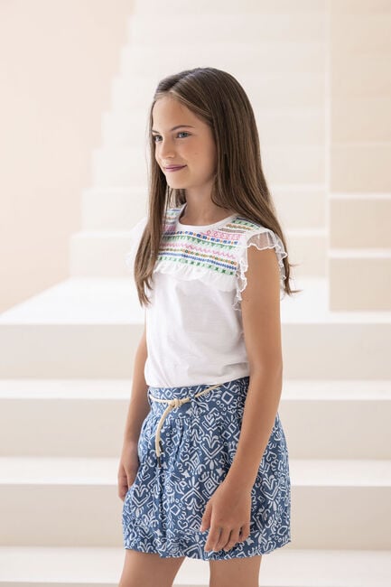 Witte LIKE FLO Top SLUB JERSEY TEE FANCY MESH - large