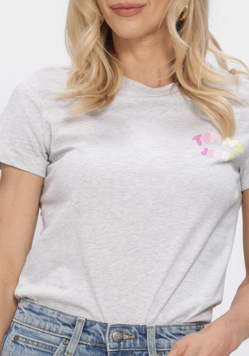 Grijze TOMMY JEANS T-shirt TJW REG TJ BUBBLE SS TEE EXT - large