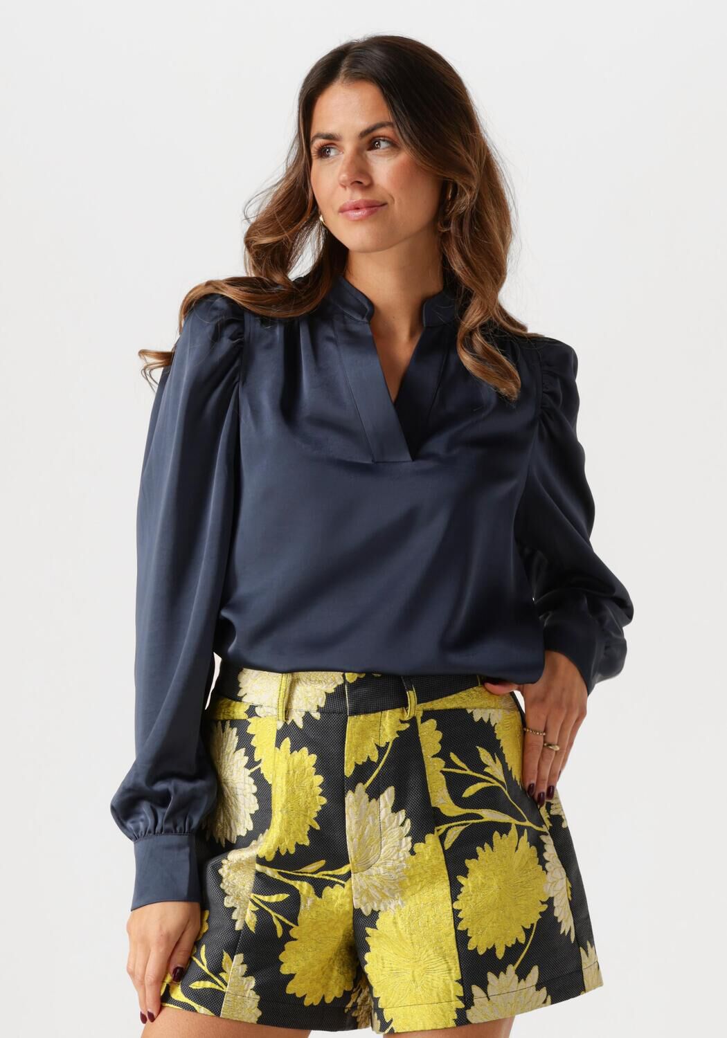 NEO NOIR Dames Blouses Rosslyn Heavy Sateen Blouse Donkerblauw