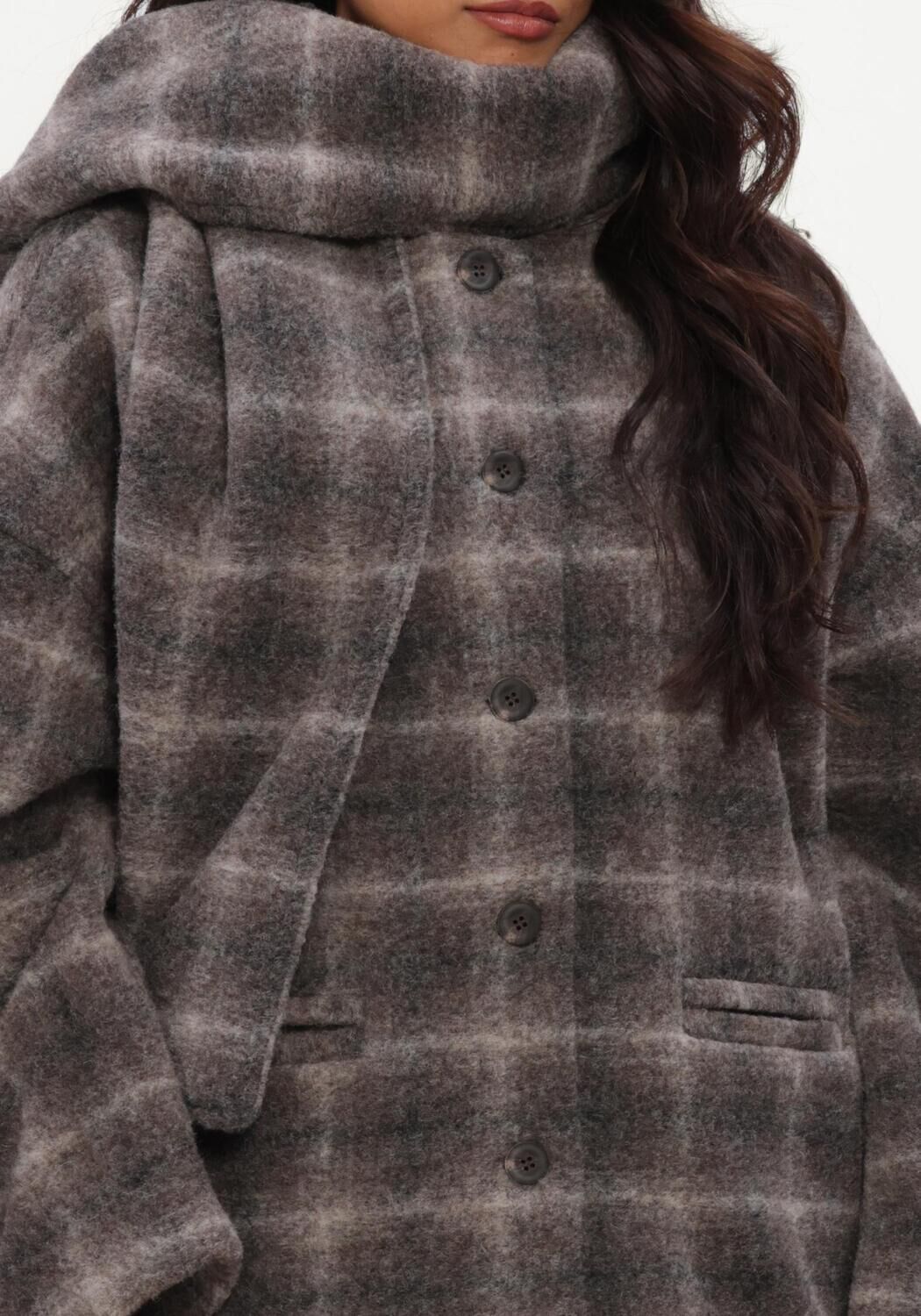 Donkergrijze OBJECT Mantel OBJMAISE L/S LO SCARF JACKET NOOS - large