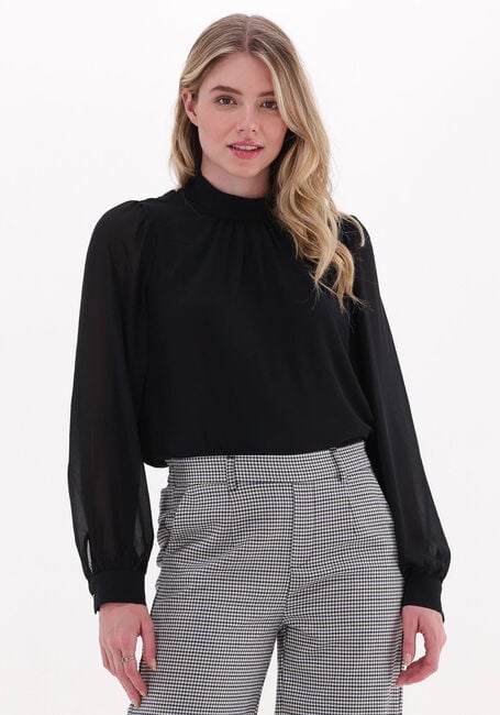 Zwarte OBJECT Blouses MILA L/S HIGH NECK TOP - large