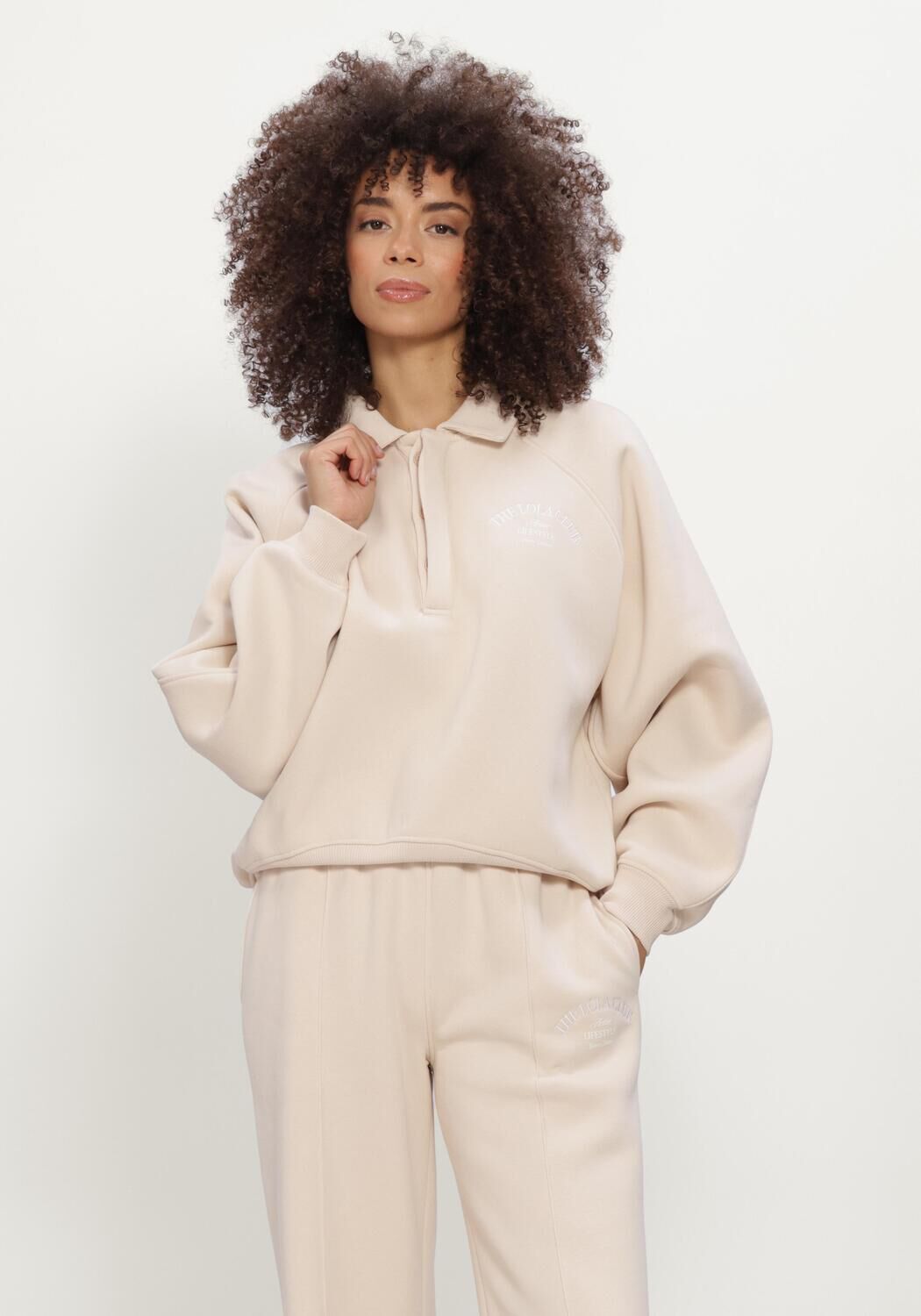 Beige THE LOLA CLUB Sweater EBONY POLO SWEATER - large
