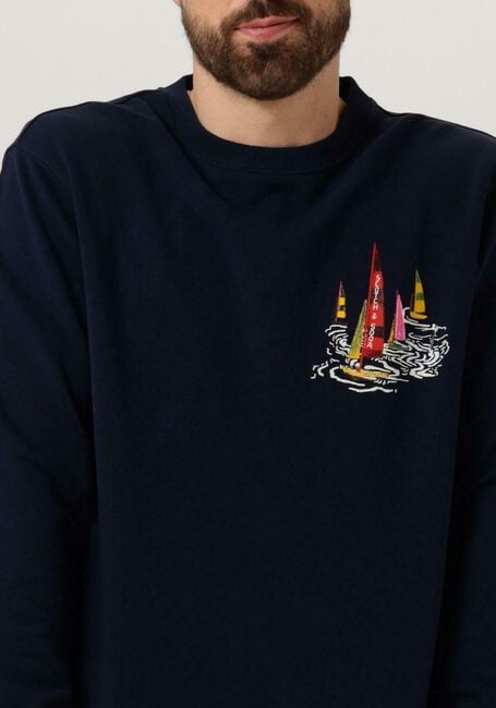 Blauwe SCOTCH & SODA Trui FRONT BACK BOATING ARTWORK SWEATSHIRT - large