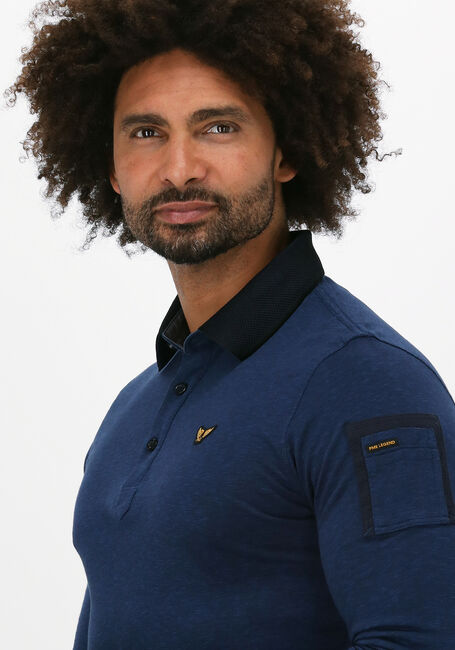 Blauwe PME LEGEND Polo LONG SLEEVE POLO FINE STRIPE J - large
