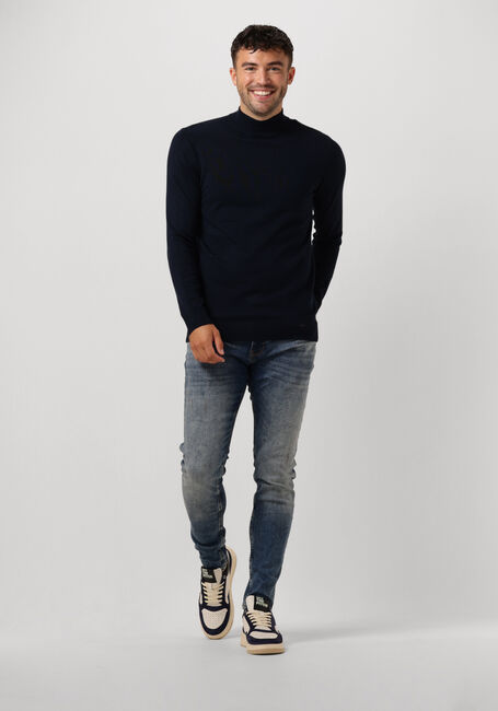 Donkerblauwe PUREWHITE Trui ESSENTIAL KNIT MOCKNECK LS - large
