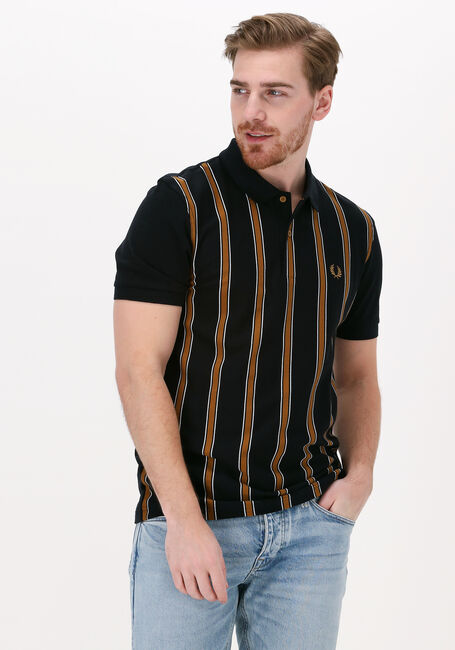 Zwarte FRED PERRY Polo TEXTURED STRIPE POLO SHIRT - large