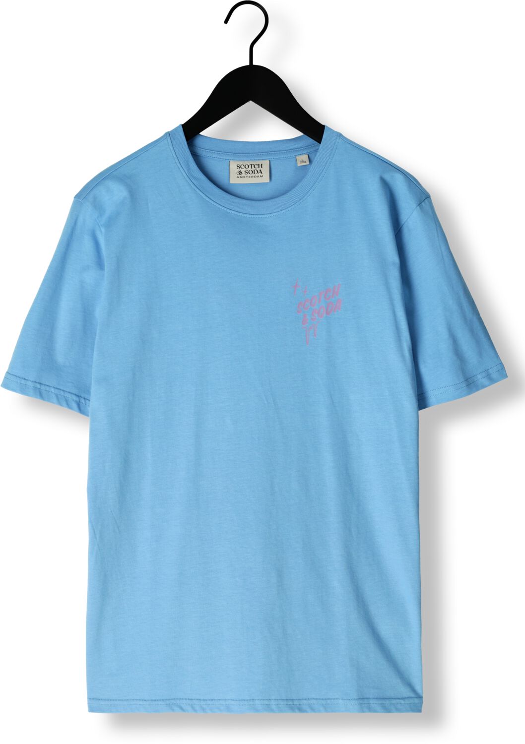 SCOTCH & SODA Heren Polo's & T-shirts Regular Fit Left Chest Logo T-shirt Blauw