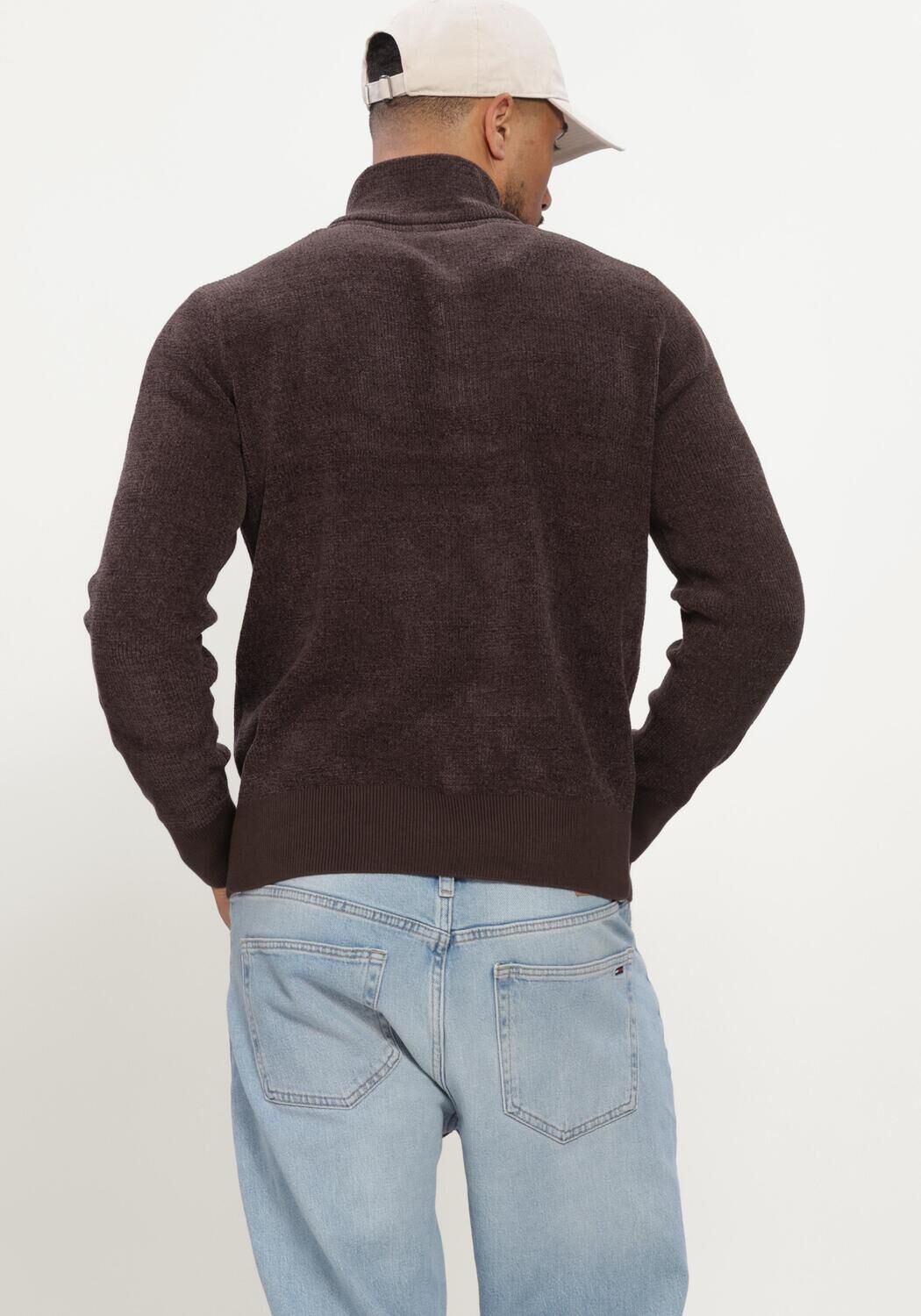 Bruine SELECTED MEN Trui SLMRODNEY LS HIGH NECK HALF ZIP - large