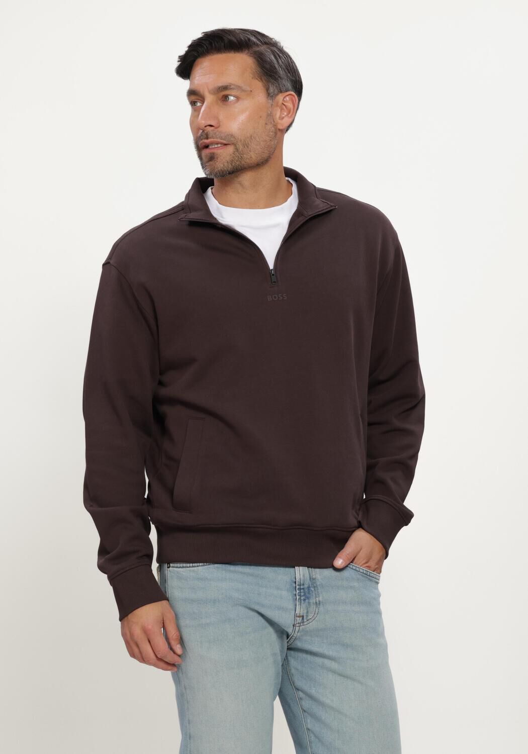 Bruine BOSS ORANGE Sweater ZE SMALLZIP - large