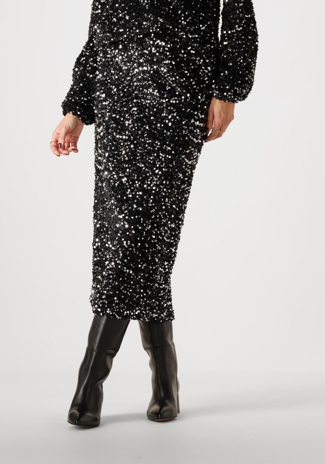 Amaya Amsterdam Glamoureuze Zwarte Midi Rok Black Dames