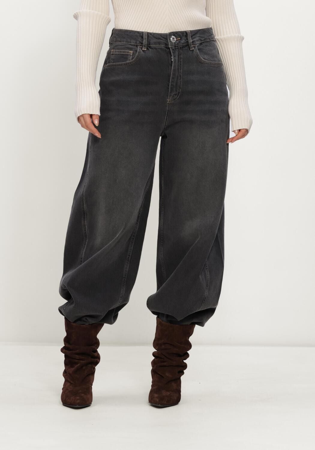 Donkergrijze MOS MOSH Wide jeans MMCINDY DRACIEL JEANS - large