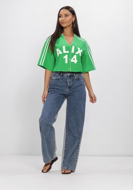 Groene ALIX THE LABEL Tops & T-shirts LADIES WOVEN CROPPED BASEBALL SHIRT - large