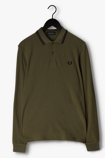 Groene FRED PERRY Polo LS TWIN TIPPED SHIRT - large