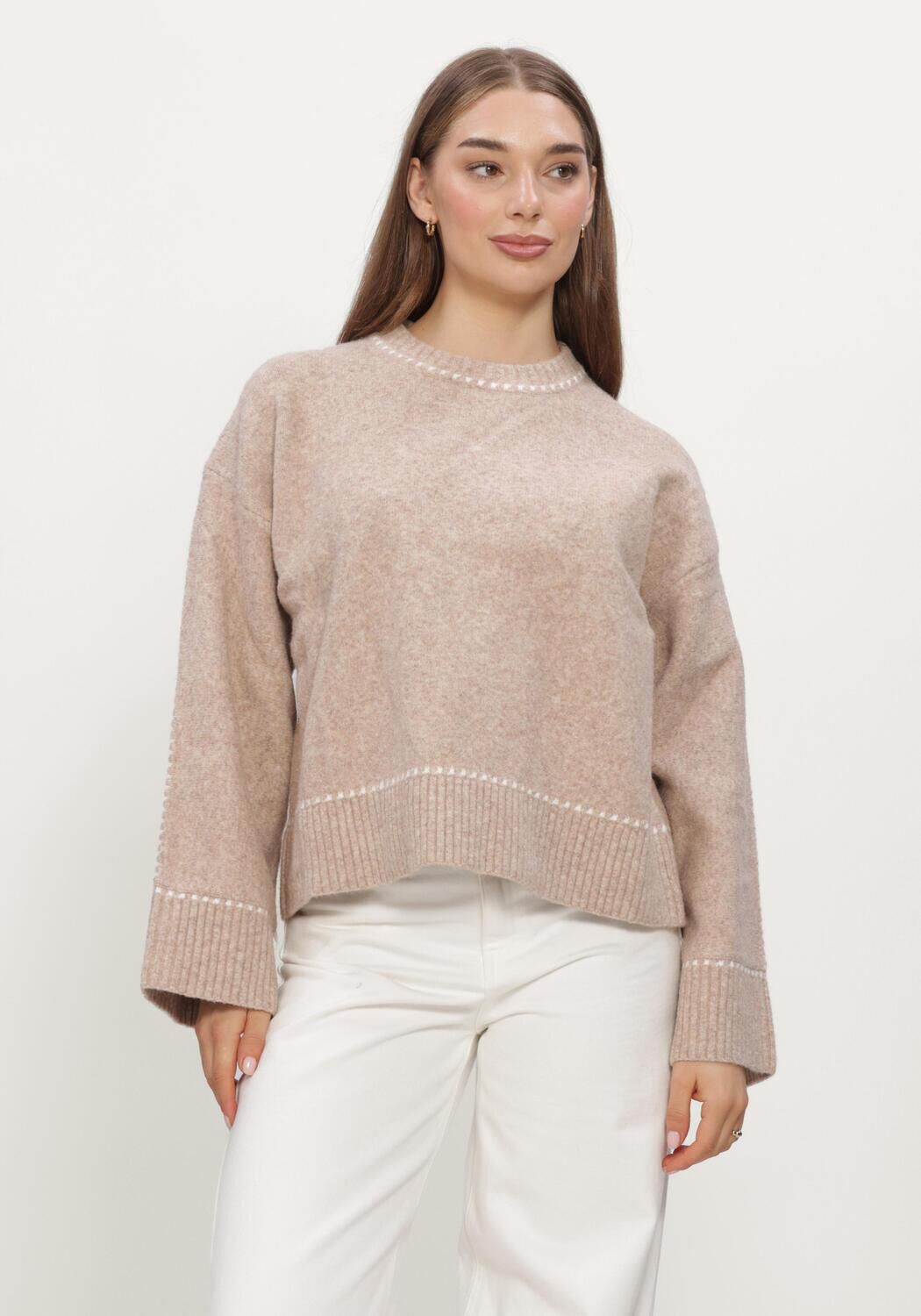 NEO NOIR Dames Truien & Vesten Roeme Knit Stitch Blouse Beige