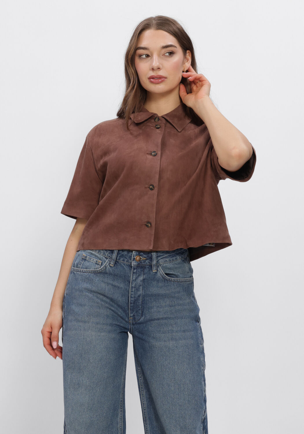 Bruine STUDIO AR Jassen EVELINE GOAT SUEDE - large