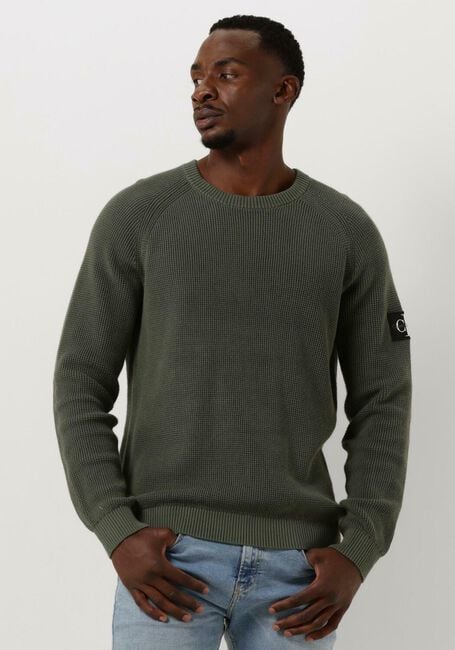 Donkergroene CALVIN KLEIN Sweater BADGE EASY SWEATER - large