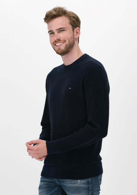 Donkerblauwe TOMMY HILFIGER Trui BASIC STRUCTURE CREW NECK - large