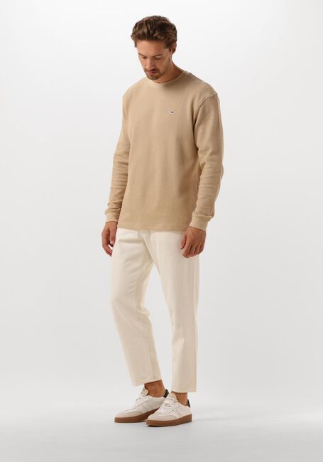 Beige TOMMY JEANS Trui TJM REG WAFFLE L/S TEE - large