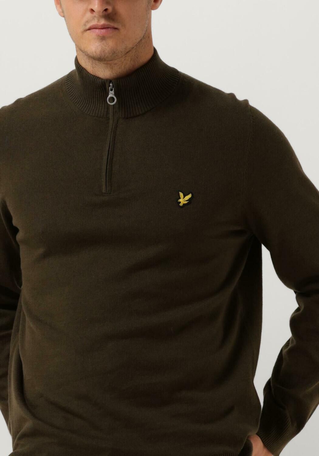 LYLE & SCOTT Heren Truien & Vesten Cotton Merino Quarter Zip Jumper Olijf