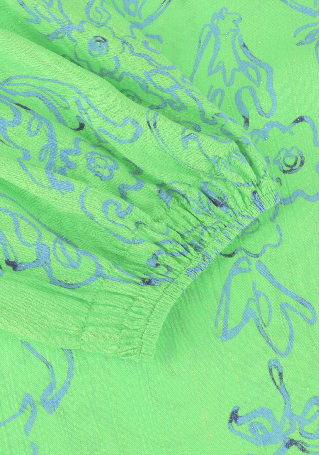 Groene JANSEN AMSTERDAM Blouses LEONIE BLOUSE WP 199 3/4 PUFFED SLEEVE - large