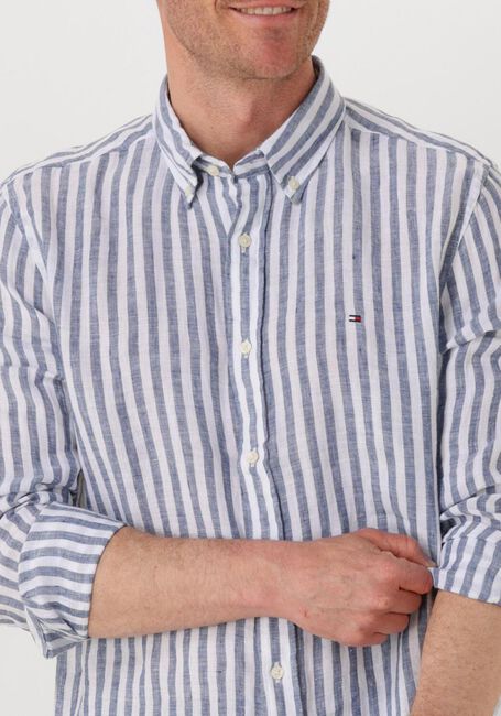 Blauwe TOMMY HILFIGER Casual overhemd LINEN ESSENTIAL STRIPE RF SHIRT - large