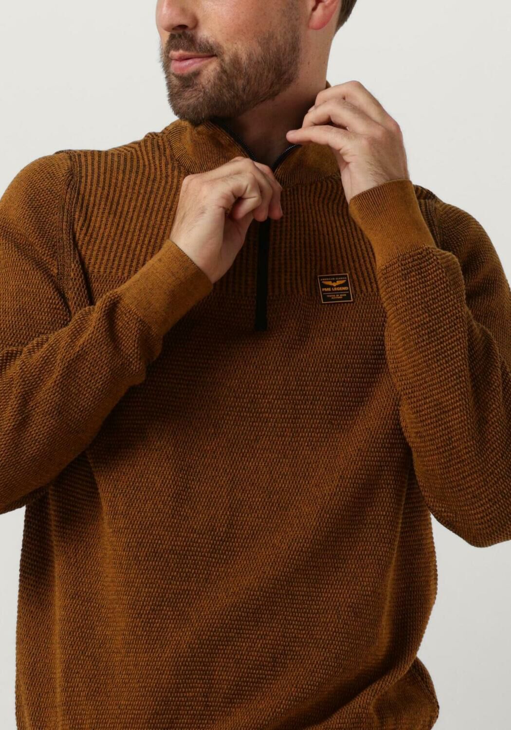PME LEGEND Heren Truien & Vesten Half Zip Collar Cotton Plated Geel